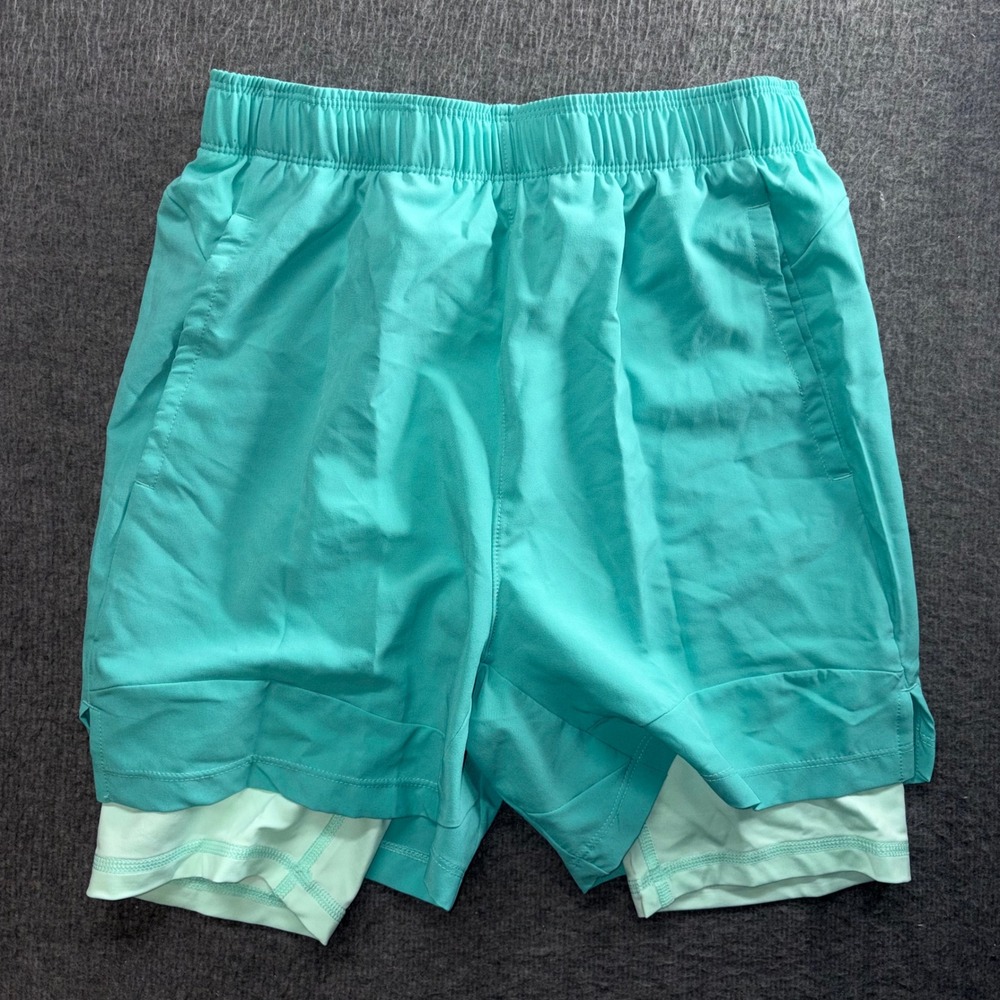 Nike Boys Dri-FIT 2-in-1 Training Shorts Teal Green DM8522-392 Size Medium NWT